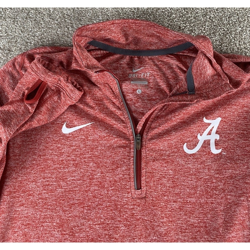 Nike Dri Fit Alabama Crimson Tide Logo 1/4 Zip Windbreaker Jacket Womens L Red